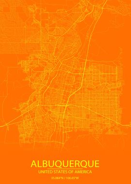 Albuquerque USA Orange Map