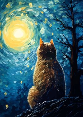 Starry Night Cat 