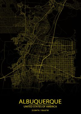 Albuquerque USA Yellow Map