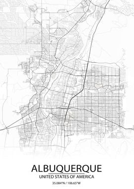 Albuquerque USA White Map