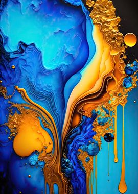 Abstract Art Blue and Gold