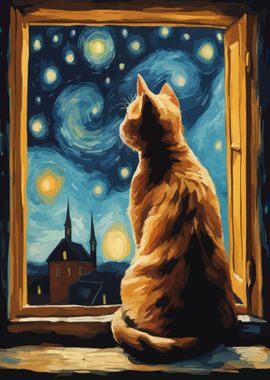 Starry Night Cat 