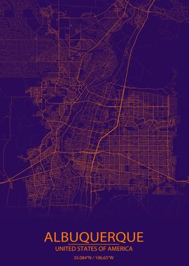 Albuquerque USA Purple Map