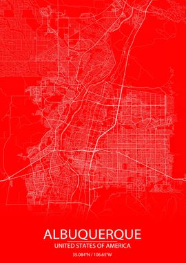 Albuquerque Red White Map