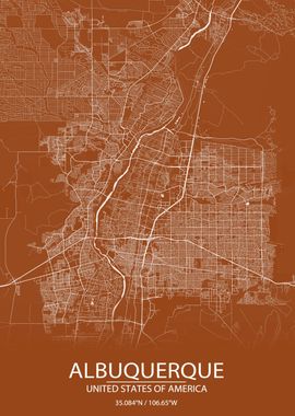 Albuquerque USA Brown Map