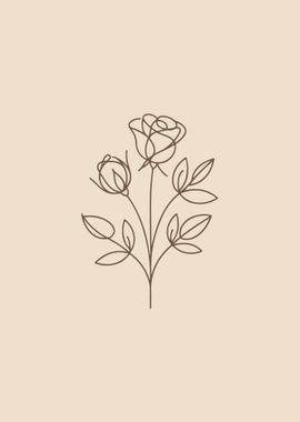 Pair of Roses Line Art