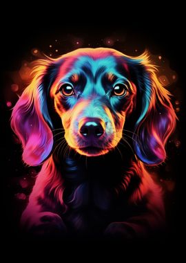 Neon Dachshund Portrait