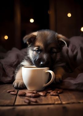 German Shepherd Coffee Pup