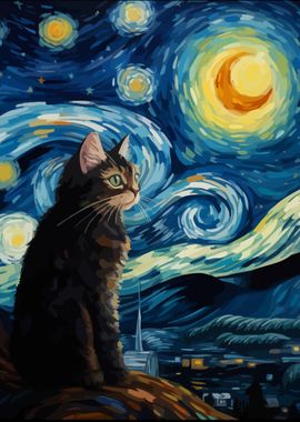 Starry Night Cat 