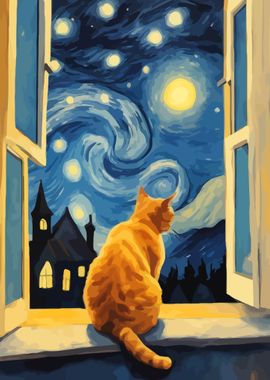 Starry Night Cat 