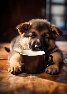 German Shepherd Coffee Pup