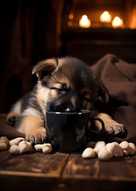 German Shepherd Coffee Pup