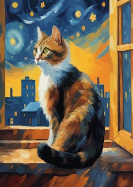 Starry Night Cat 