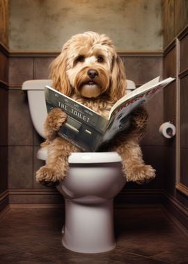 Cockapoo on the Toilet