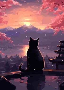 Japanese Cat fuji mountain