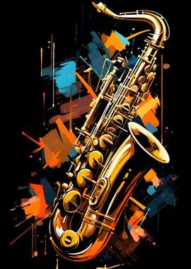 Saxophone Jazz Painting 