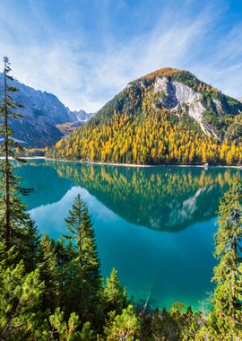 Autumn lake Braies 