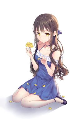 Cute Anime Girl Flowers