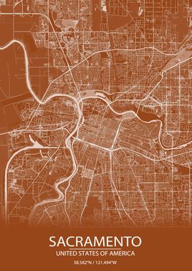 Sacramento US CA Brown Map