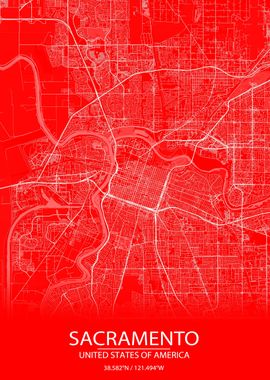 Sacramento Red White Map