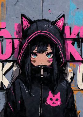 Anime Cat Girl Graffiti