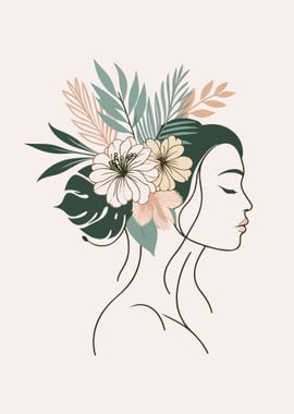 woman artistic of flowers