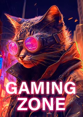 Cat Neon Gaming Zone