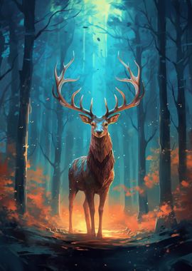 Deer In Forest Mysterious