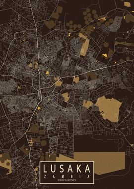 Lusaka City Map Pastel