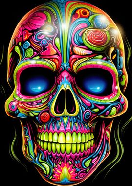 Neon Skull 01 Psychedelic