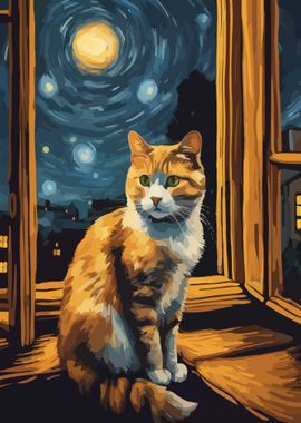 Starry Night Cat