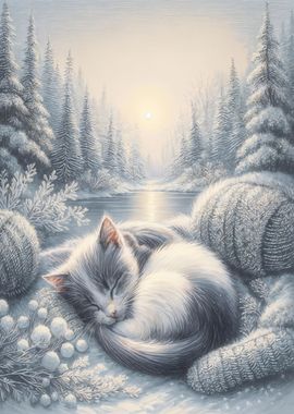 Cat in Winter Wonderland