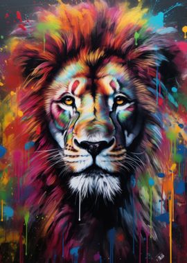 Lion Graffiti Mural