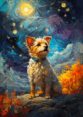 Tibet Terrier Starry Night