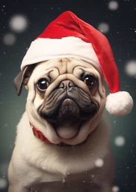 Xmas Pug Wall Art