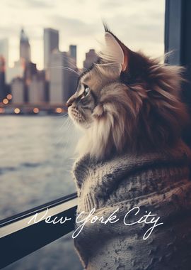 Cute Cat New York View