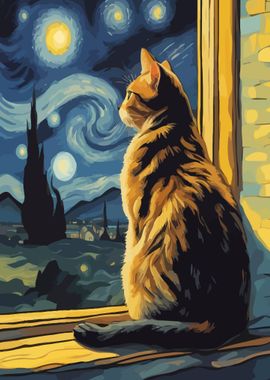 Starry Night Cat 