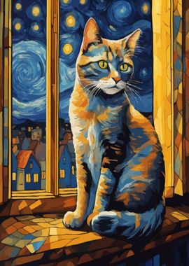 Starry Night Cat 