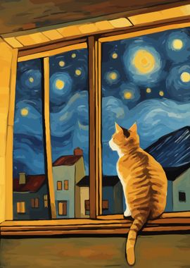 Starry Night Cat 