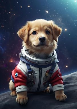 Cute Astronaut Dog Space