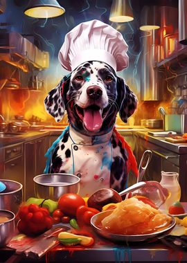 Dog cooking kitchen