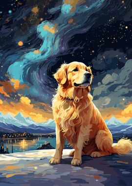 Golden Retriever Night Sky