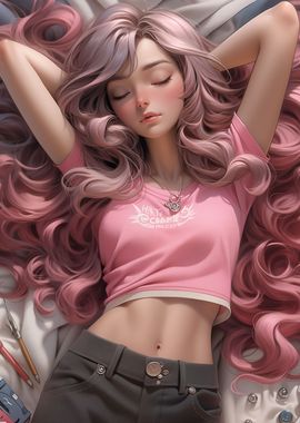 Pink Hair Anime Girl Relax