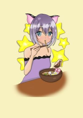 anime girl eating ramen