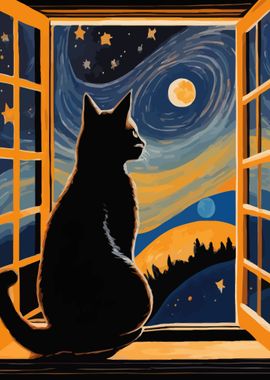 Starry Night Cat 