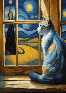 Starry Night Cat 