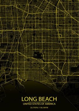 Long Beach BlackYellow Map