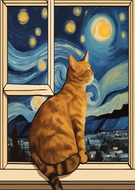 Starry Night Cat 