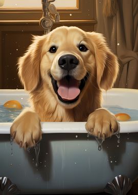 Golden Retriever Bathtub