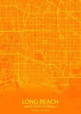 Long Beach CA Orange Map